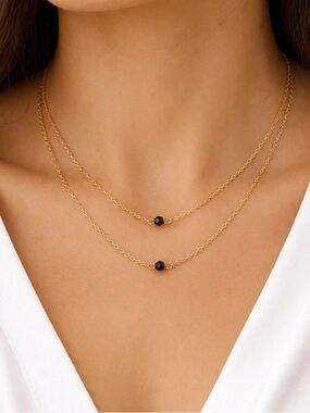 Gold Double Layered Delicate Choker Necklace | Minimalist Dainty Jewelry